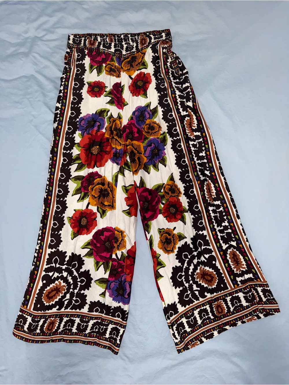 Rachel Zoe NWT Floral Wide Leg Palazzo Pants Boho Cropped Women’s size Small